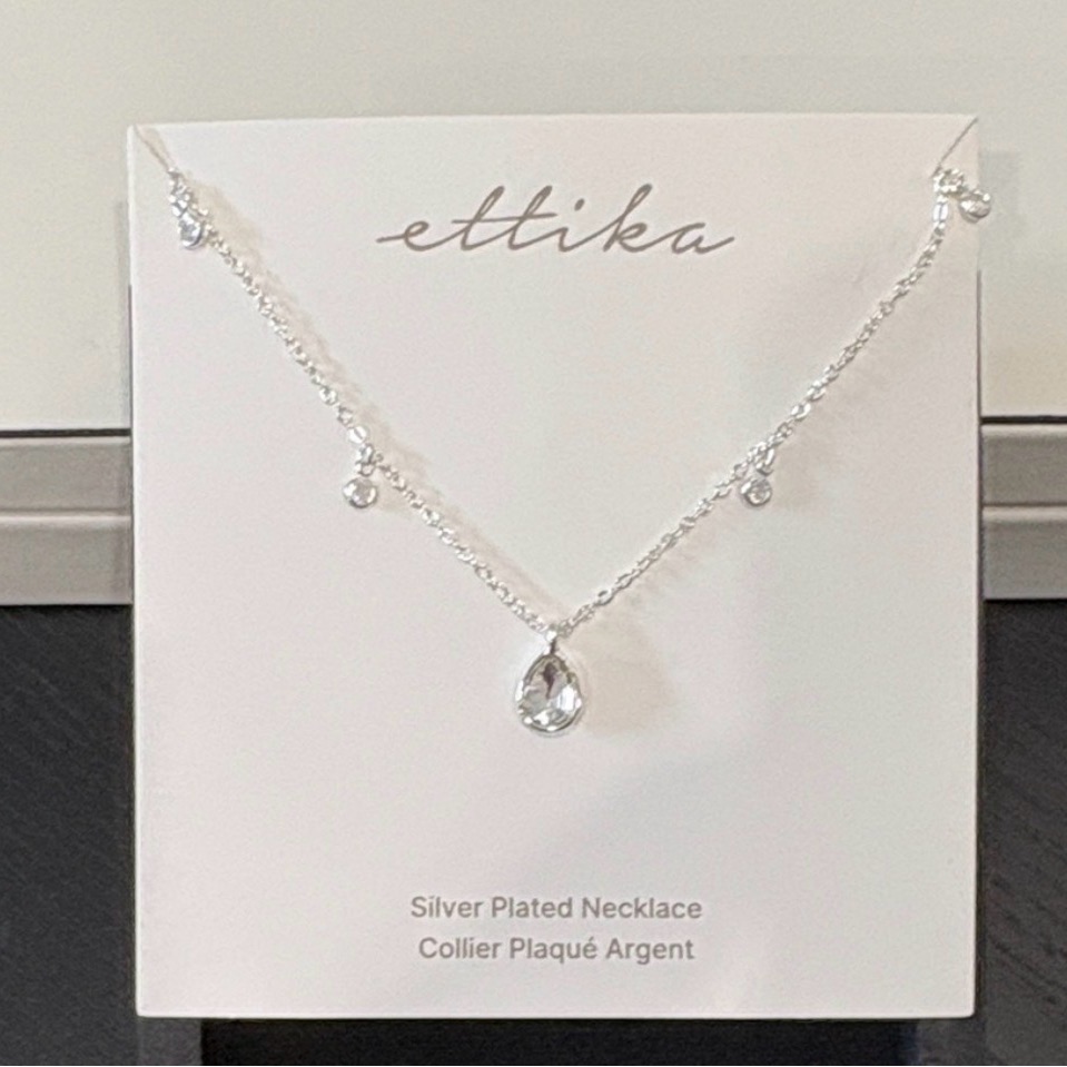 Ettika Silver Necklace With Crystal Accents 25$
